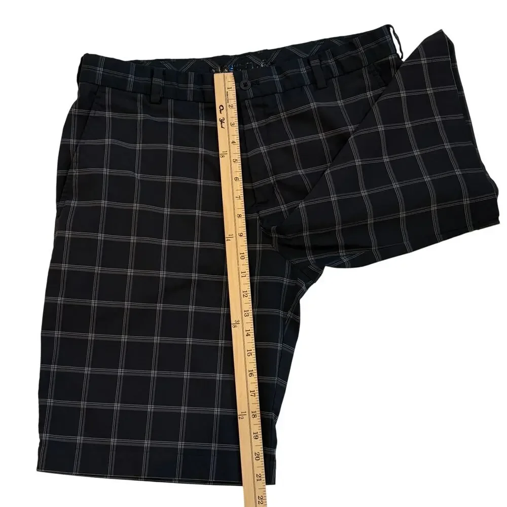 Nike Golf Shorts Mens Size 34 Black Plaid Performance Chino Stretch Preppy